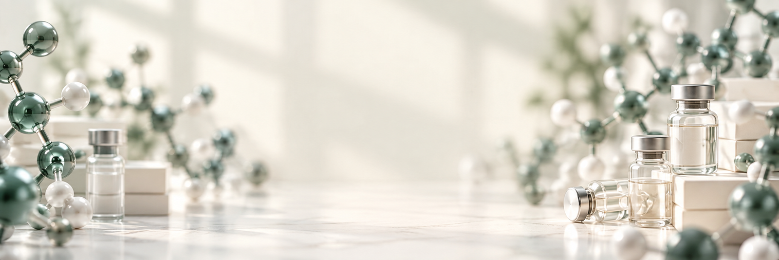 Laboratory vials and molecular models behind frequently asked questions.